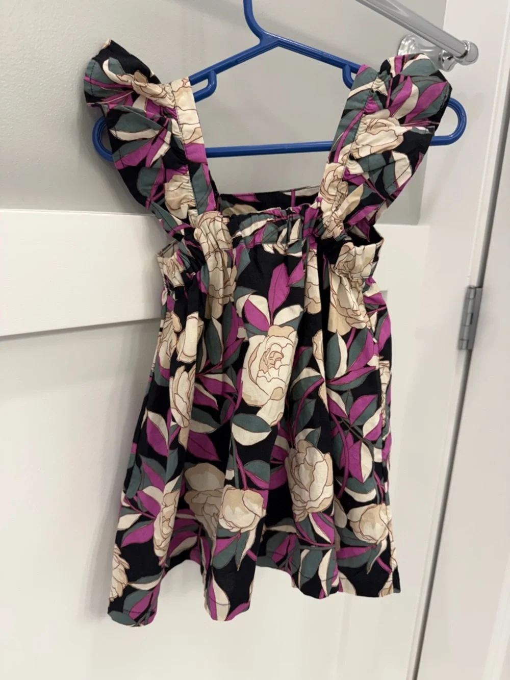 GAP Baby Floral Dress in Black, Cream & Purple 100% Cotton